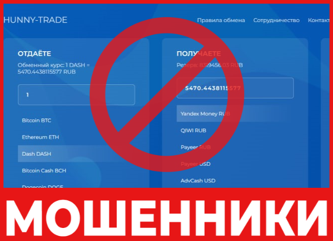 Hunny Trade лицевая сторона скрин