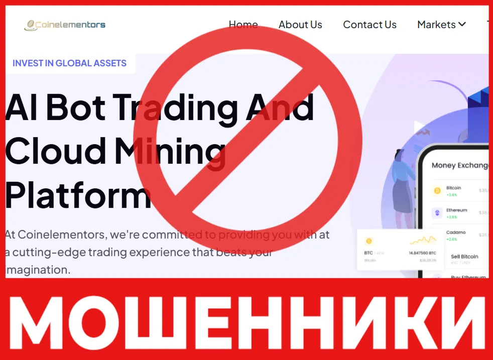 Coinelementors лицевая сторона скрин