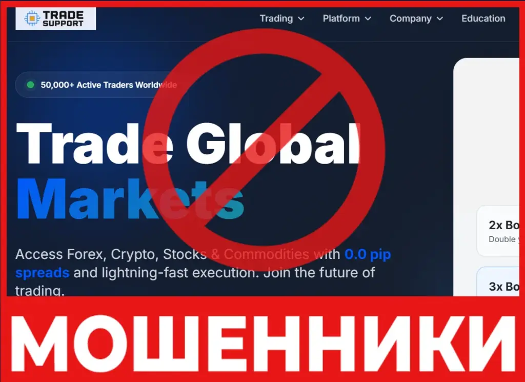 Tradesupport лицевая сторона скрин